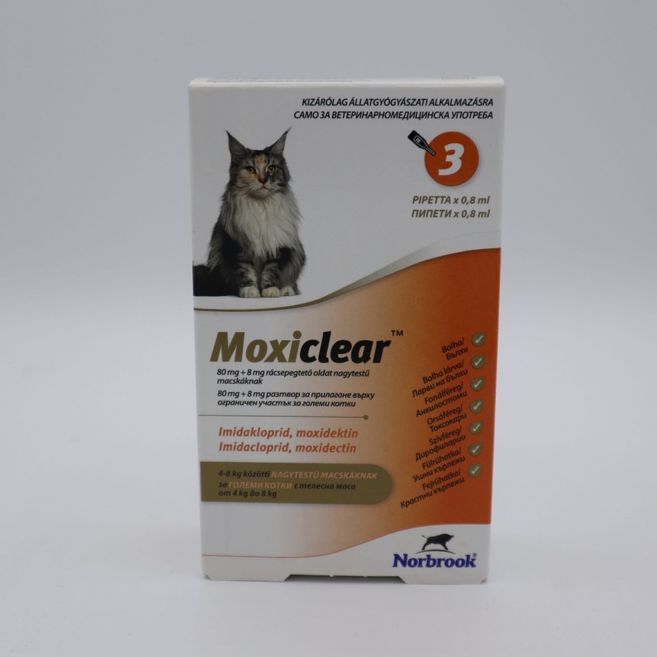 MOXICLEAR Cats Spot On 4-8 kg - МОКСИКЛИЪР спот он пипета за котки- от 4-8 кг