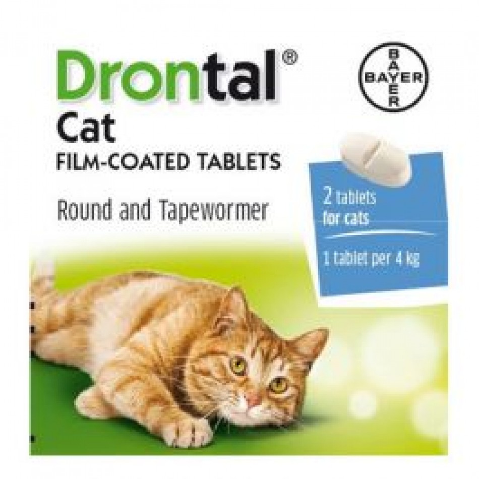 Drontal Cat / Дронтал таблетки за вътрешно обезпаразитяване на котки -  2 бр. в кутия