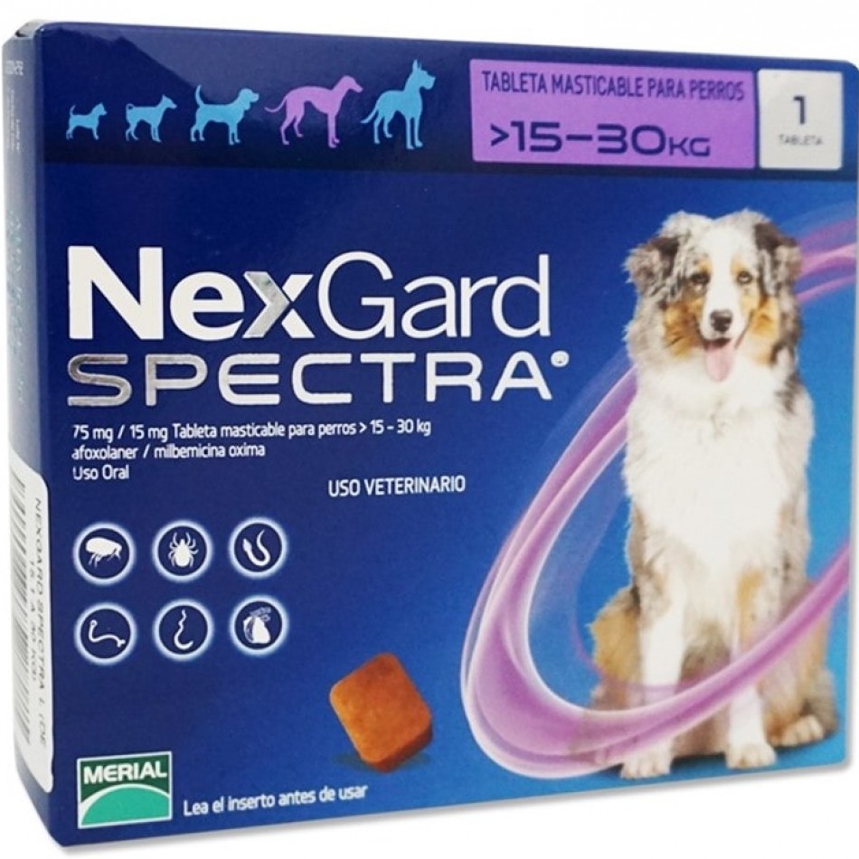 NexGard Spectra  -  дъвчащи таблетки против кърлежи, бълхи и вътрешни паразити за кучета. 