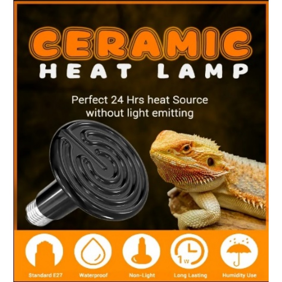 Инфрачервена нагряваща лампа керамична за ВЛЕЧУГИ 100 W / 150 W / Infrared ceramic heating lamp for REPTILES 100 W / 150 